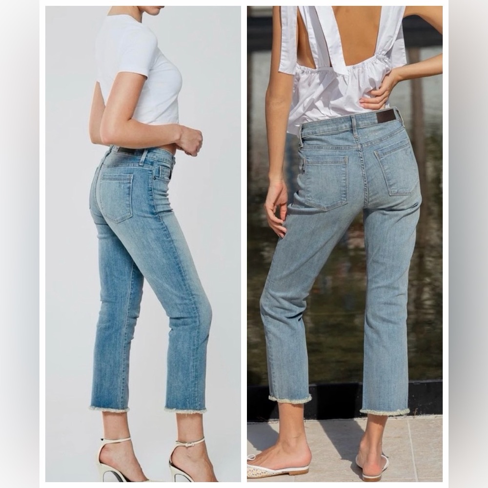 Parker Smith Mid Rise Ankle Crop Light Blue Straight Leg Jeans Sz 28/6